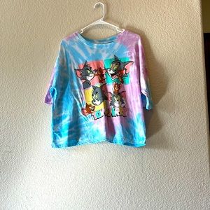 Tom&Jerry purple and blue tie dye shirt